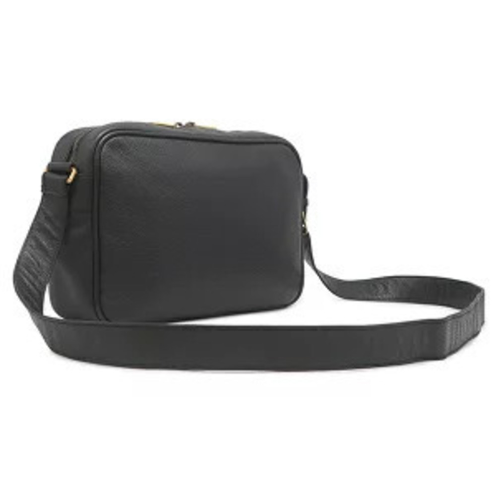 Gucci Logo Messenger Retro Shoulder Bag Matte Black Leather